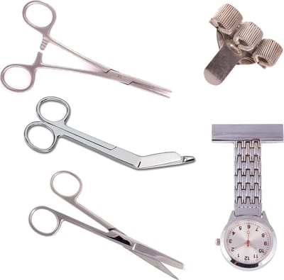 Hospitrix Verpleegkundige Set Zilver | Scharenset Verpleegkundige | Verpleegsters Horloge - Zusterhorloge | Pennenhouder | Accessoires | MDR Gecertificeerd | Verpleegkundige Cadeau - Verpleegkundige Horloge - Zusterhorloge