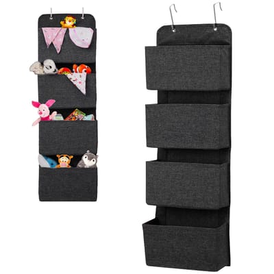 Luxe Deur Organizer 4 Vakken – Hangende Opberger voor Deur of Muur – Opbergzak voor Badkamer, Slaapkamer, Kinderkamer, Caravan & Tent – Zwart – 31 x 9,4 x 100 cm
