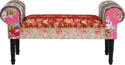 Patchwork Zitbank in Vrolijke Rood en Roze Tinten