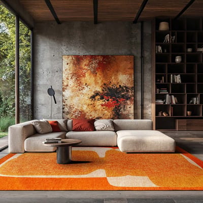Binnen & Buiten Vloerkleed - 80 x 150 cm - Lola&Moi Poum Poum Orange Cocktail - Laagpolig Tapijt - Gerecycled PET - Made in Belgium - Circulair