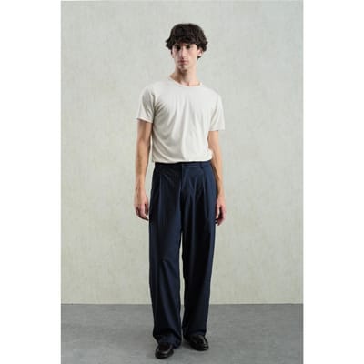 Plissé Gestreepte Gabardine Broek