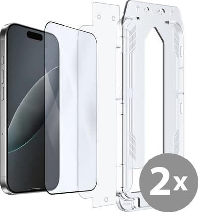Just in Case screenprotector geschikt voor iPhone 17 / 17 Pro / 16 Pro - Screenprotector met Applicator - 2 Stuks