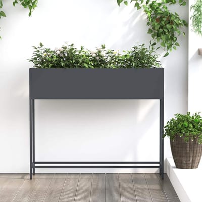 vidaXL - Verhoogde - Tuin - Plantenbak - Antraciet - 100 - x - 26 - x - 82 - cm - Staal