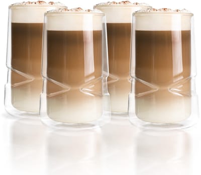 Dailygoods- Latte Macchiato Glazen 350 ml - Dubbelwandige Glazen - Set van 4 - Thermische Koffieglazen - Moderne Uitstraling - Comfortabel Drinken