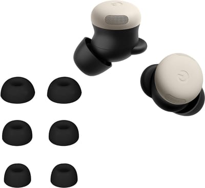 kwmobile 6x cover voor in-ear oortjes geschikt voor Google Pixel Buds Pro 2 - Vervangende oordopjes van siliconen in zwart - 3 maten