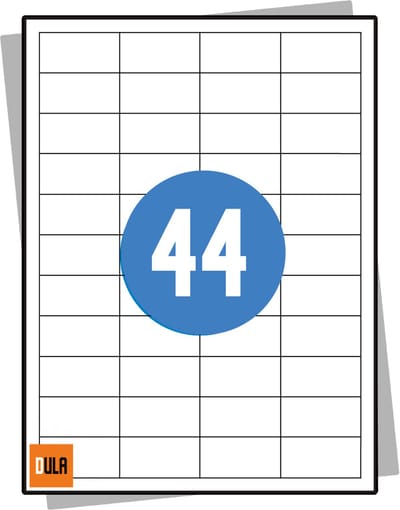 DULA Etiketten - Stickervellen A4 - 44 stickers per vel - 48,3 x 25,4 mm - 100 vel