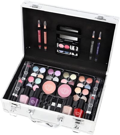 DnA® Make Up Koffer - Make Up Set - Make Up Koffer Meisjes - Make Up Koffer Met Inhoud - Zilver - 26cm x 19cm x 9cm