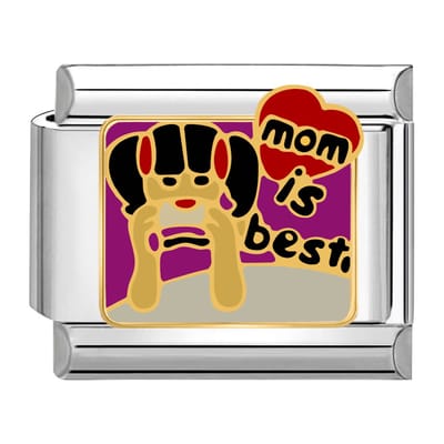 Quiges - Schakel - Bedel - 9mm - charms - Kleurrijk - Mama is het beste - Geschikt voor - armband - Schakelarmband - italy bedels armband