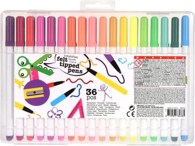 36x stuks Viltstiften in diverse kleuren - Gekleurde speelgoed stiften voor kinderen