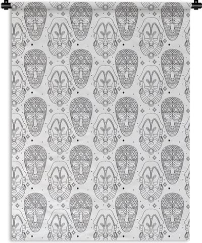 Wandkleed - Wanddoek - Patroon - Maskers - Zuid-Amerika - 150x200 cm - Wandtapijt