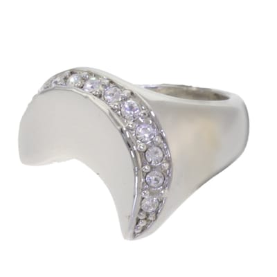 Behave – ring – Transparant – Zilverkleur – Golvend design – Brede band – Kristalaccenten