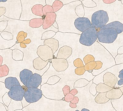BLOEMEN BEHANG | Abstract - Grijs Geel Roze Blauw - A.S. Création Nordic Feeling