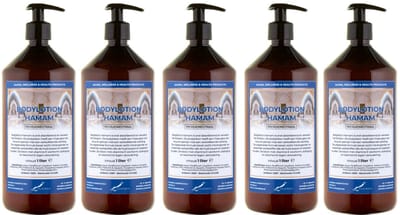 Bodylotion Hamam 1 Liter - met gratis pomp - set van 5 stuks - Voordeelverpakking
