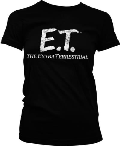 E.T. Extra-Terrestrial Distressed Logo Girly T-shirt voor dames, zwart