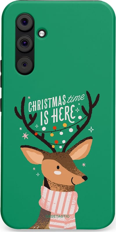 Casetastic hoesje geschikt voor Samsung Galaxy A54 (2023) 5G - Dubbellaagse bescherming - Rudolf het Rendier op het groen - Fashion Case - Turquoise Perzik Donkergroen
