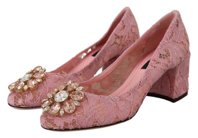 Dolce & Gabbana Roze Taormina Kant Kristal Hakken Pastel Schoenen