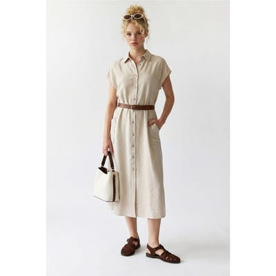 Geveste Midi Overhemdjurk