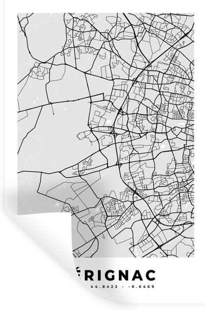 Muurstickers - Sticker Folie - Kaart - Stadskaart - Mérignac - Plattegrond - Frankrijk - 20x30 cm - Plakfolie - Muurstickers Kinderkamer - Zelfklevend Behang - Zelfklevend behangpapier - Stickerfolie