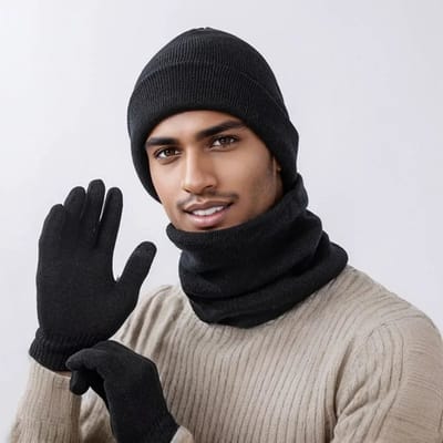 Modieuze Gebreide Muts, Sjaal en Handschoenen Set voor Mannen en Vrouwen - Fluwelen Driedelige Winterset, Koudbestendig en Warm voor Herfst en Winter, Perfect Cadeau voor Koude Dagen