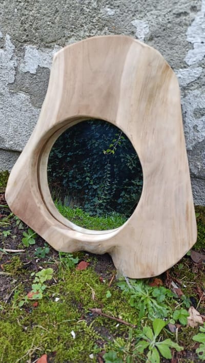 Spiegel - Spiegel wand - Wandspiegel - Teak houten Spiegel - Houten Spiegel - - Spiegel van hout - Spiegel rond - Spiegel wand