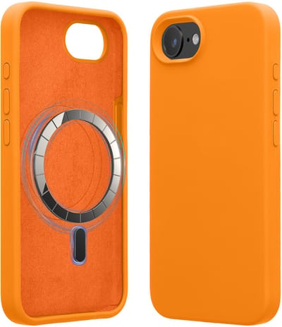 kwmobile telefoonhoesje geschikt voor Apple iPhone 17e / iPhone 16e - Hoesje met magneet compatibel met MagSafe - Smartphone case in fruitig oranje