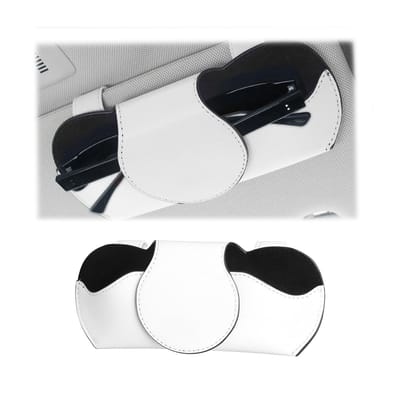 By shayne - Brilhouder - Auto-organizer - Handige opslag - Wit - Multifunctionele brillenkoker - Voor alle voertuigen - PU-leer