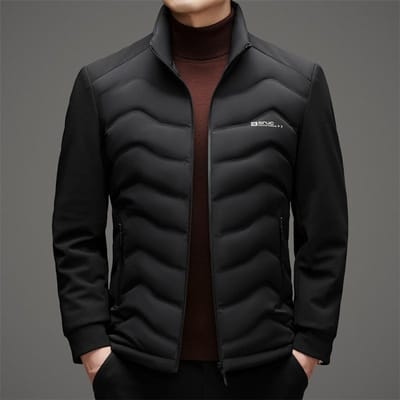 Winter Nieuwe Verdikte Donsjas Heren Eendendons Koudebestendig Zakelijk Casual Opstaande kraag Donsjas L black