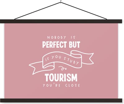 Posterhanger incl. Poster 60x40 cm - Schoolplaat - Quote - Tourism - Studeren - Textielposter - Zwarte latten