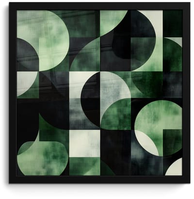 Poster in lijst - Fotolijst 40x40 cm - Posters - Abstract - Groen - Vormen - Posterlijst zwart - Decoratie - Wanddecoratie woonkamer - Muurdecoratie slaapkamer