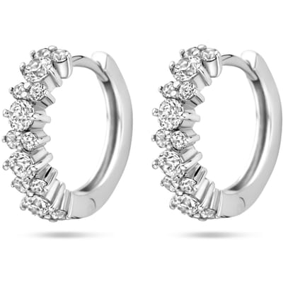 Zilver Gerhodineerd Klapoorringen Zirkonia 14 Mm 1339822