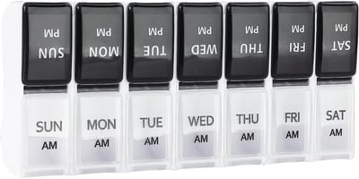 OIMG Pillendoos 7 dagen - Draagbaar Medicijndoosje - Uitneembaar Pillendoosje - Sterke vergrendeling Pillendoosjes - Medicijn Organizer - ochtend / avond vakken - voor onderweg - voor Reizen/Dagelijks - voor vitaminen, visolie, supplementen, medicijn