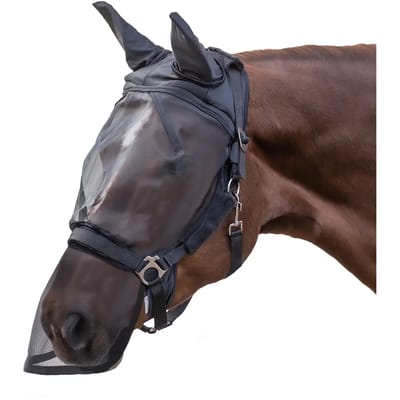 Vliegenmasker voor paarden met oor- en neusbescherming Waldhausen Premium