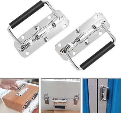 Vouwbare stalen veerhandgrepen, 2 stuks doos handgrepen veer vouwhandvat roestvrij staal vouwhandvat bagage hardware voor gereedschapskist opbergdozen vervanging