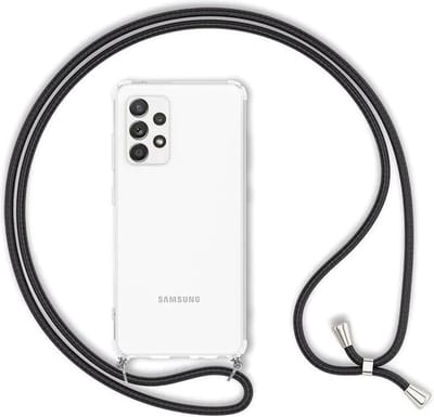 Hoesje Geschikt Voor Samsung Galaxy A23 4G Hoesje draag koord - Galaxy A23 5G Zachte Back Case hoesje met Koord hoesje Zwart