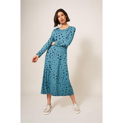 White Stuff Madeline Eco Vero Jersey Dre Teal Maat: 12 REGULAR | Midi Jurken Outlet | Dames | Blauw