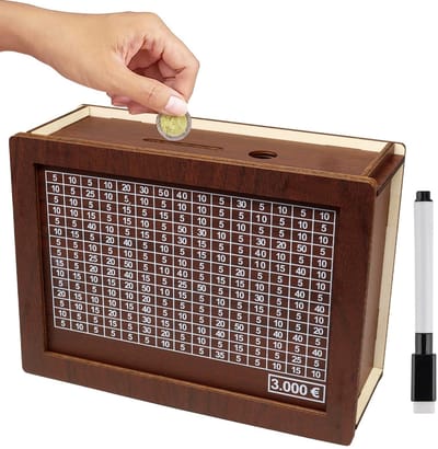 Store_8 - Houten Spaarpot - Spaarvarken - Retro Bewaardoos - Eén maat - Herbruikbare Spaarpot - Helpt Kinderen Sparen - Geschikt voor Volwassenen e...