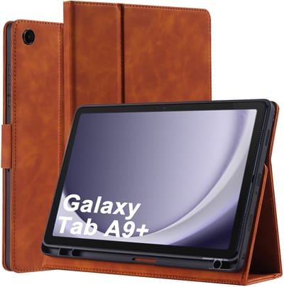 Otronica Hoes geschikt voor Samsung Galaxy Tab A9 Plus / A11 Plus Bruin - Samsung A9 Plus hoes bookcase met Stylus Pen Houder premium leren cover