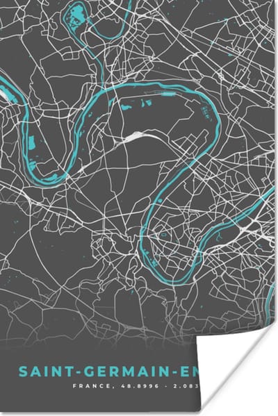 Poster Saint-Germain-en-Laye - Stadskaart - Kaart - Plattegrond - Frankrijk - 120x180 cm XXL