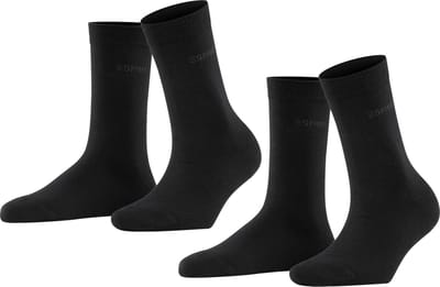 Esprit Uni 2-Pack eenkleurig katoen multipack sokken dames zwart - maat 35-38