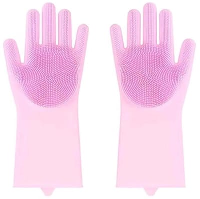 Reinigingshandschoen Siliconen - Huishoudhandschoen Waterproof - Keukenwerkzaamheden Uitvoeren - Antislip Grip - One Size - Roze