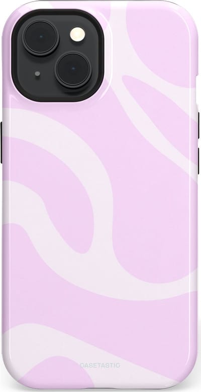 Casetastic hoesje geschikt voor Apple iPhone 15 - MagSafe - Dubbellaagse bescherming - Vrolijk Roze Suikerspin Curves - Fashion Case - Lichtroze Wit