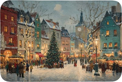 Badmat 90x60 cm - Antislip - Kerstsfeer - Stadsplein - Kleurrijk - Badmatten voor badkamer - Badkamermat - Douchemat - Badkamer mat