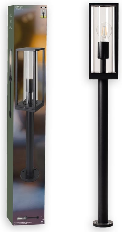 Proventa® LongLife Tuin Lantaarnpaal Jimmy - E27 fitting - 80 cm hoog - 1 x Tuinpaal Zwart - Tuinverlichting - Lantaarn - Lantaarns - Lampposts - Lamppost