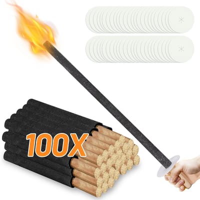 100 Stuks Wasfakkels 72 cm Ø3 cm – Tuinfakkels en Fakkels voor Buiten met Handbescherming en Druipbescherming – Voor Tuin, Feest en Camping