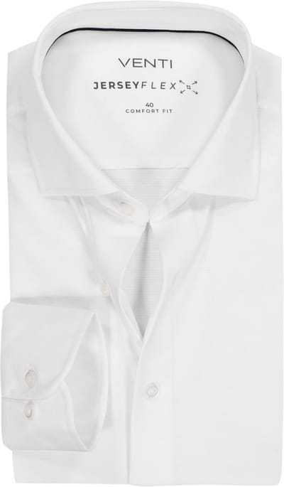 VENTI CASA MODA comfort fit overhemd - jersey - wit - Strijkvriendelijk - Boordmaat: 40 (EU maat: M)