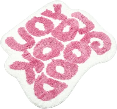 Wasbare en Antislip Badmat - Absorberende en Fluffy Badkamer Tapijt voor Douche en Slaapkamer - 54 x 63 cm Roze