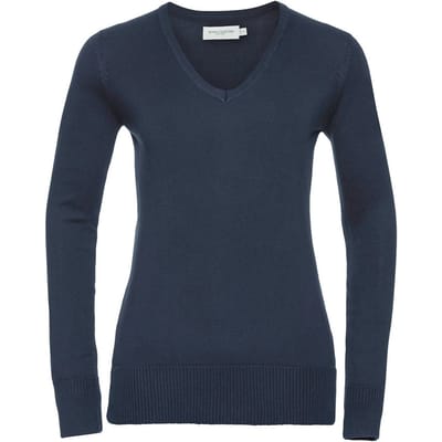 Russell Collection Dames/Dames Sweatshirt Katoen Acryl V Hals (Franse marine)