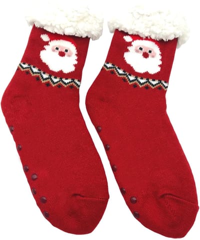 Dailygoods- Slippersokken Pluizig - Dikke Warme Sokken - Antislip Grips - Thermisch Fleece - Kerst Design - One Size Fits All - Pantoffels