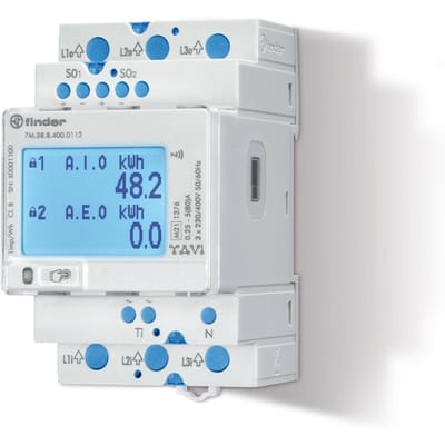 Finder 7M.38.8.400.0312 7M3884000312 Bidirectionele kWH-meter (DIN-rail) Digitaal 80 A 1 stuk(s)