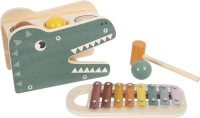 Houten Klopspel Xylofoon - Tikspel Muziek - Motoriek Ontwikkeling - Afneembare Xylofoon - 23 x 13 x 14 cm - Multicolor